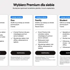 Wybierz plan Spotify Premium: Individual, Duo, Family lub Student. Dowiedz się, jak kupić Spotify Premium i słuchać muzyki bez reklam.