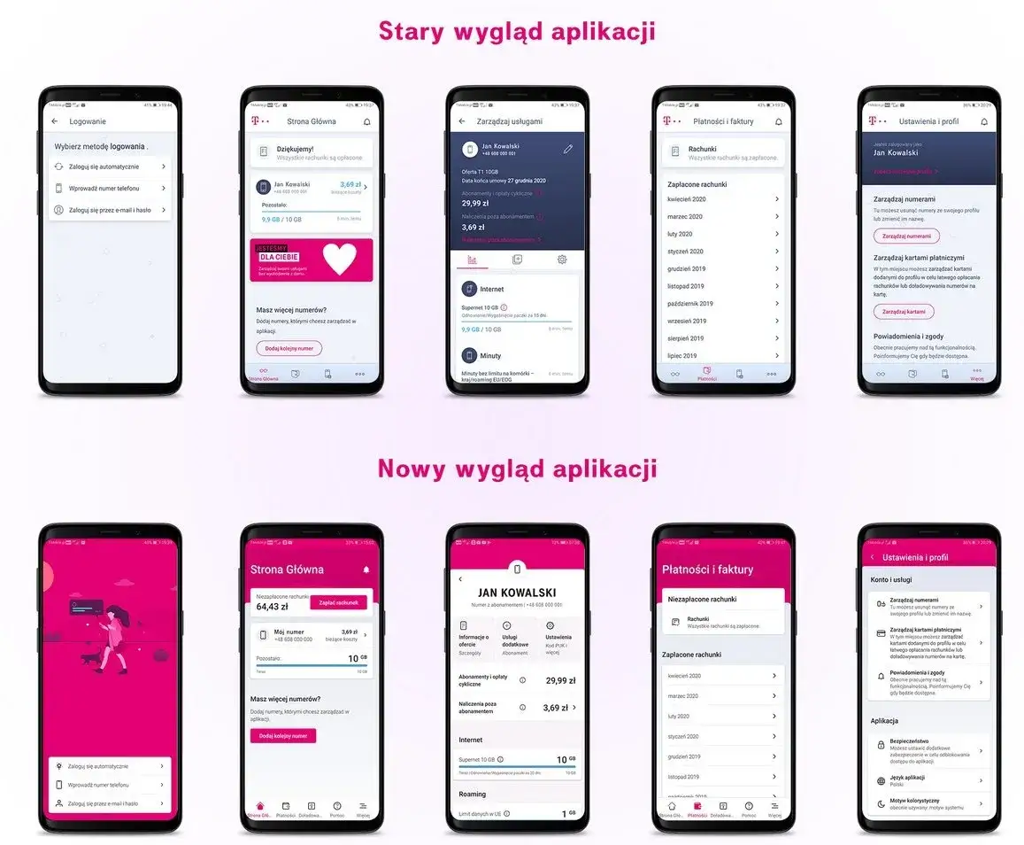 Mój T-Mobile aplikacja zrzut ekranu ekran główny