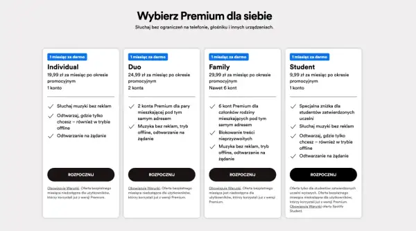 Wybierz plan Spotify Premium: Individual, Duo, Family lub Student. Dowiedz się, jak kupić Spotify Premium i słuchać muzyki bez reklam.